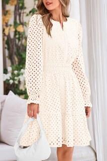 Foto 3 | Foto 3 | Minivestido Prettygarden 2025, Manga Larga, Cuello En V, Línea A, Blanco - Venta Internacional.