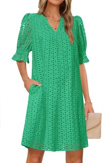 Foto 1 | Foto 1 | Vestido Merokeety 2025 De Verano De Manga Corta Con Cuello En V Para Mujer - Venta Internacional.
