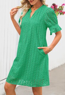 Foto 3 | Foto 3 | Vestido Merokeety 2025 De Verano De Manga Corta Con Cuello En V Para Mujer - Venta Internacional.