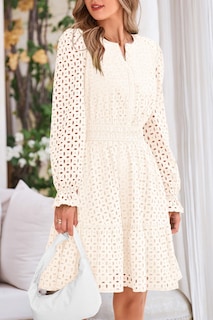 Foto 3 | Foto 3 | Minivestido Prettygarden 2025 Para Mujer, Manga Larga, Cuello En V, Blanco - Venta Internacional.