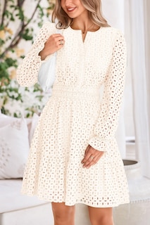 Foto 5 | Foto 5 | Minivestido Prettygarden 2025 Para Mujer, Manga Larga, Cuello En V, Blanco - Venta Internacional.
