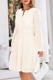Foto 7 | Foto 7 | Minivestido Prettygarden 2025 Para Mujer, Manga Larga, Cuello En V, Blanco - Venta Internacional.