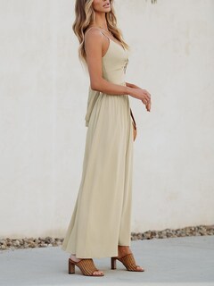 Foto 4 | Foto 4 | Vestido Largo Cupshe Con Cuello En V Sin Mangas Retorcido Para Verano, Beige - Venta Internacional.