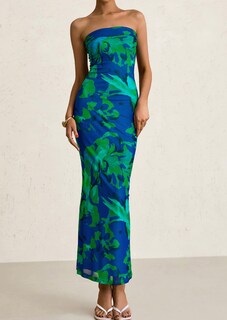 Foto 5 | Foto 5 | Vestido Largo Prettygarden Para Mujer, Ajustado Sin Tirantes, Verde Y Floral - Venta Internacional.