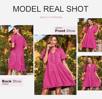 Foto 4 | Foto 4 | Vestido Dokotoo Primavera-verano Para Mujer De Manga Corta Con Cuello En V - Venta Internacional.