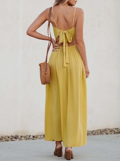 Foto 2 | Foto 2 | Vestido Largo Cupshe Con Cuello En V Torcido Sin Mangas Y Recorte Amarillo - Venta Internacional.