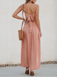 Foto 3 | Foto 3 | Vestido Largo Cupshe Con Cuello En V, Sin Mangas, Plisado, Corte Torcido, Rosa - Venta Internacional.