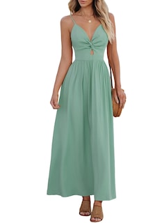 Foto 1 | Foto 1 | Vestido Largo Cupshe Con Cuello En V Sin Mangas Y Tirantes Ajustables, Color Menta - Venta Internacional.