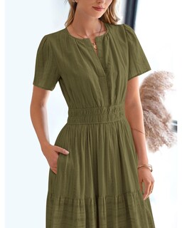 Foto 7 | Foto 7 | Vestido Casual Btfbm Para Mujer, Verano 2025, Cuello En V, Verde Militar - Venta Internacional.