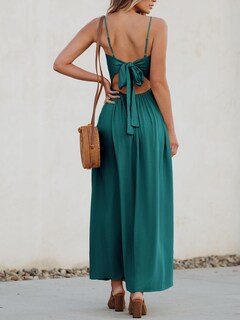 Foto 3 | Foto 3 | Vestido Largo Cupshe Con Cuello En V Y Corte Torcido, Sin Mangas, Verde Azulado - Venta Internacional.