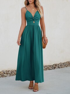 Foto 7 | Foto 7 | Vestido Largo Cupshe Con Cuello En V Y Corte Torcido, Sin Mangas, Verde Azulado - Venta Internacional.