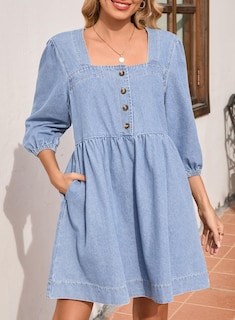Foto 4 | Foto 4 | Vestido Vaquero Sidefeel Primavera/verano Con Manga 3/4 Para Mujer - Venta Internacional.