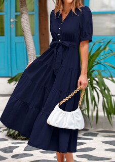 Foto 5 | Foto 5 | Vestido Midi Prettygarden Para Mujer, Verano 2025, Cuello En V Con Bolsillos - Venta Internacional.