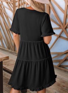 Foto 2 | Foto 2 | Vestido Dokotoo Primavera-verano 2025 Con Cuello En V Y Manga Corta Negro Xxl - Venta Internacional.