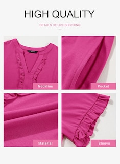 Foto 6 | Foto 6 | Vestido Dokotoo Primavera-verano Manga Corta Cuello En V Rosa Intenso S - Venta Internacional.