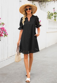 Foto 7 | Foto 7 | Minivestido Merokeety 2025 De Verano De Manga Corta Con Cuello En V Para Mujer - Venta Internacional.