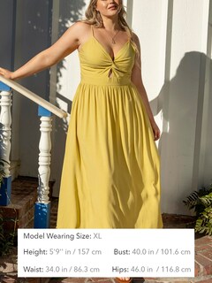 Foto 4 | Foto 4 | Vestido Largo Cupshe Con Cuello En V Torcido Sin Mangas Y Recorte Amarillo - Venta Internacional.