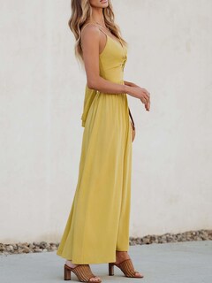 Foto 7 | Foto 7 | Vestido Largo Cupshe Con Cuello En V Torcido Sin Mangas Y Recorte Amarillo - Venta Internacional.