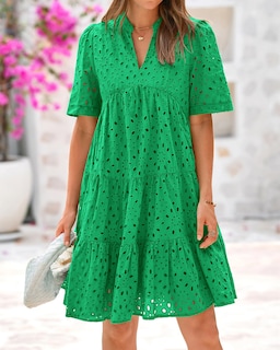 Foto 2 | Foto 2 | Vestido Casual Btfbm Para Mujer, Bohemio, Verano, Verde, Algodón, Xxl - Venta Internacional.
