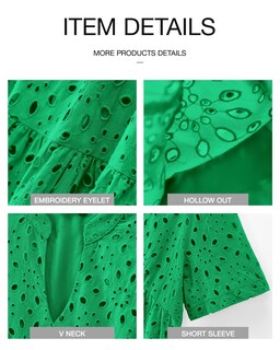 Foto 7 | Foto 7 | Vestido Casual Btfbm Para Mujer, Bohemio, Verano, Verde, Algodón, Xxl - Venta Internacional.