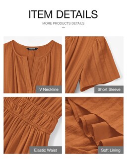 Foto 4 | Foto 4 | Vestido Casual Btfbm Para Mujer, Cuello En V, De Verano, Maxi Con Bolsillos - Venta Internacional.
