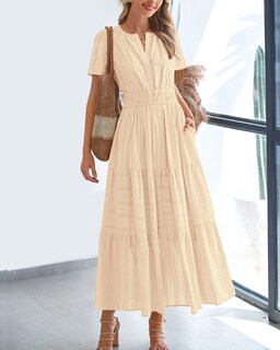 Foto 2 | Foto 2 | Vestido Casual Btfbm Para Mujer, Verano 2025, Cuello En V Y Cintura Elástica - Venta Internacional.