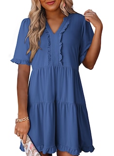 Foto 1 | Foto 1 | Vestido Dokotoo Primavera-verano De Manga Corta Con Cuello En V Para Mujer - Venta Internacional.