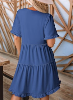 Foto 2 | Foto 2 | Vestido Dokotoo Primavera-verano De Manga Corta Con Cuello En V Para Mujer - Venta Internacional.