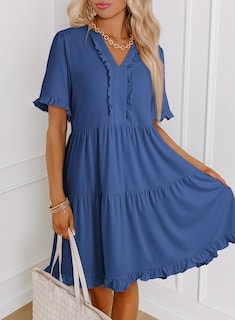 Foto 3 | Foto 3 | Vestido Dokotoo Primavera-verano De Manga Corta Con Cuello En V Para Mujer - Venta Internacional.
