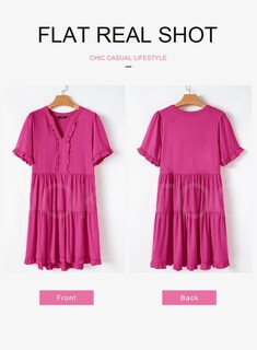 Foto 3 | Foto 3 | Vestido De Verano Dokotoo 2025 Con Cuello En V Y Manga Corta, Rosa Intenso, Xl - Venta Internacional.