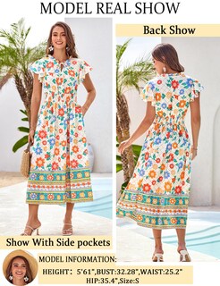Foto 3 | Foto 3 | Vestido De Verano Grace Karin Boho 2025, Manga Corta, Cuello En V, Maxi - Venta Internacional.