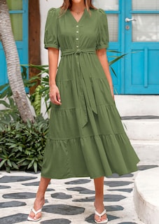 Foto 3 | Foto 3 | Vestido Midi Prettygarden Para Mujer, Verano 2025, Cuello En V Con Bolsillos - Venta Internacional.