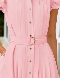 Foto 5 | Foto 5 | Vestido Midi Zesica 2025 De Verano Bohemio Con Botones Y Cuello En V Rosa Para Mujer - Venta Internacional.