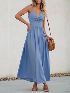 Foto 2 | Foto 2 | Vestido Largo Cupshe Vestido De Verano Trenzado Sin Mangas Con Cuello En V Azul - Venta Internacional.