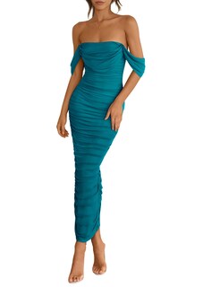 Foto 1 | Foto 1 | Vestido Prettygarden Para Mujer 2025, Verano, Hombros Descubiertos, Azul, Xxl - Venta Internacional.