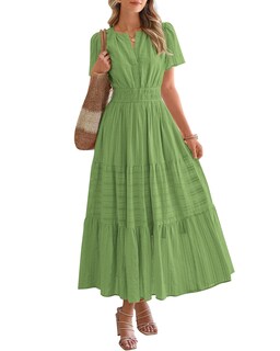 Foto 1 | Foto 1 | Vestido Casual Btfbm Para Mujer, Verano 2025, Cuello En V Y Cintura Elástica - Venta Internacional.