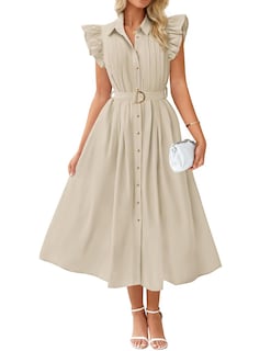 Foto 1 | Foto 1 | Vestido Zesica 2025 De Verano Con Botones Bohemio Y Cuello En V A Media Pierna - Venta Internacional.