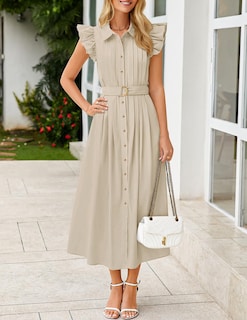 Foto 2 | Foto 2 | Vestido Zesica 2025 De Verano Con Botones Bohemio Y Cuello En V A Media Pierna - Venta Internacional.
