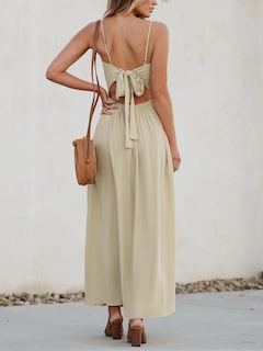 Foto 3 | Foto 3 | Vestido Largo Cupshe Con Cuello En V Sin Mangas Retorcido Para Verano, Beige - Venta Internacional.