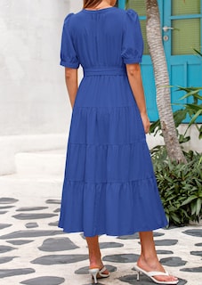 Foto 2 | Foto 2 | Vestido Midi Prettygarden Para Mujer, Verano 2025, Cuello En V Con Bolsillos - Venta Internacional.