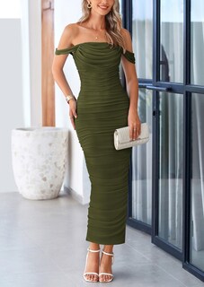 Foto 4 | Foto 4 | Vestido Prettygarden Para Mujer 2025, Verano, Hombros Descubiertos, Verde - Venta Internacional.