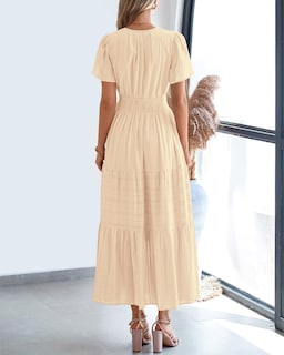 Foto 3 | Foto 3 | Vestido Casual Btfbm De Verano 2025 Con Cuello En V Y Manga Corta Con Bolsillos - Venta Internacional.