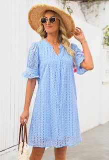 Foto 5 | Foto 5 | Minivestido Merokeety 2025 De Verano De Manga Corta Con Cuello En V Para Mujer - Venta Internacional.