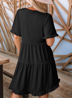 Foto 2 | Foto 2 | Vestido Casual Dokotoo Primavera-verano Con Cuello En V, Línea A, Negro, Talla Grande - Venta Internacional.