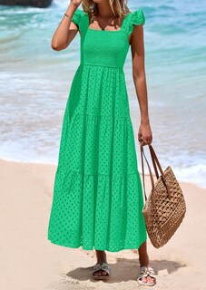 Foto 7 | Foto 7 | Vestido Largo Prettygarden Para Mujer, Cuello Cuadrado, Verde Fruncido, Xxl - Venta Internacional.