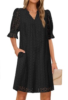 Foto 1 | Foto 1 | Minivestido Merokeety 2025 De Verano De Manga Corta Con Cuello En V Para Mujer - Venta Internacional.