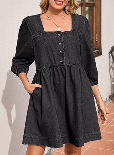 Foto 4 | Foto 4 | Vestido Vaquero Sidefeel 2025 Para Mujer Primavera Verano Negro - Venta Internacional.