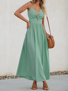 Foto 2 | Foto 2 | Vestido Largo Cupshe Con Cuello En V Sin Mangas Y Tirantes Ajustables, Color Menta - Venta Internacional.