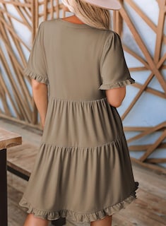 Foto 2 | Foto 2 | Vestido Dokotoo Primavera-verano Para Mujer De Manga Corta Con Cuello En V - Venta Internacional.