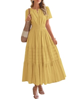 Foto 1 | Foto 1 | Vestido Casual Btfbm Verano 2025 Con Cuello En V Y Cintura Elástica Para Mujer - Venta Internacional.